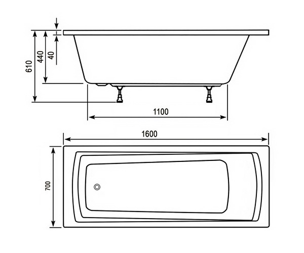 ванна акриловая RAVAK DOMINO PLUS 160x70